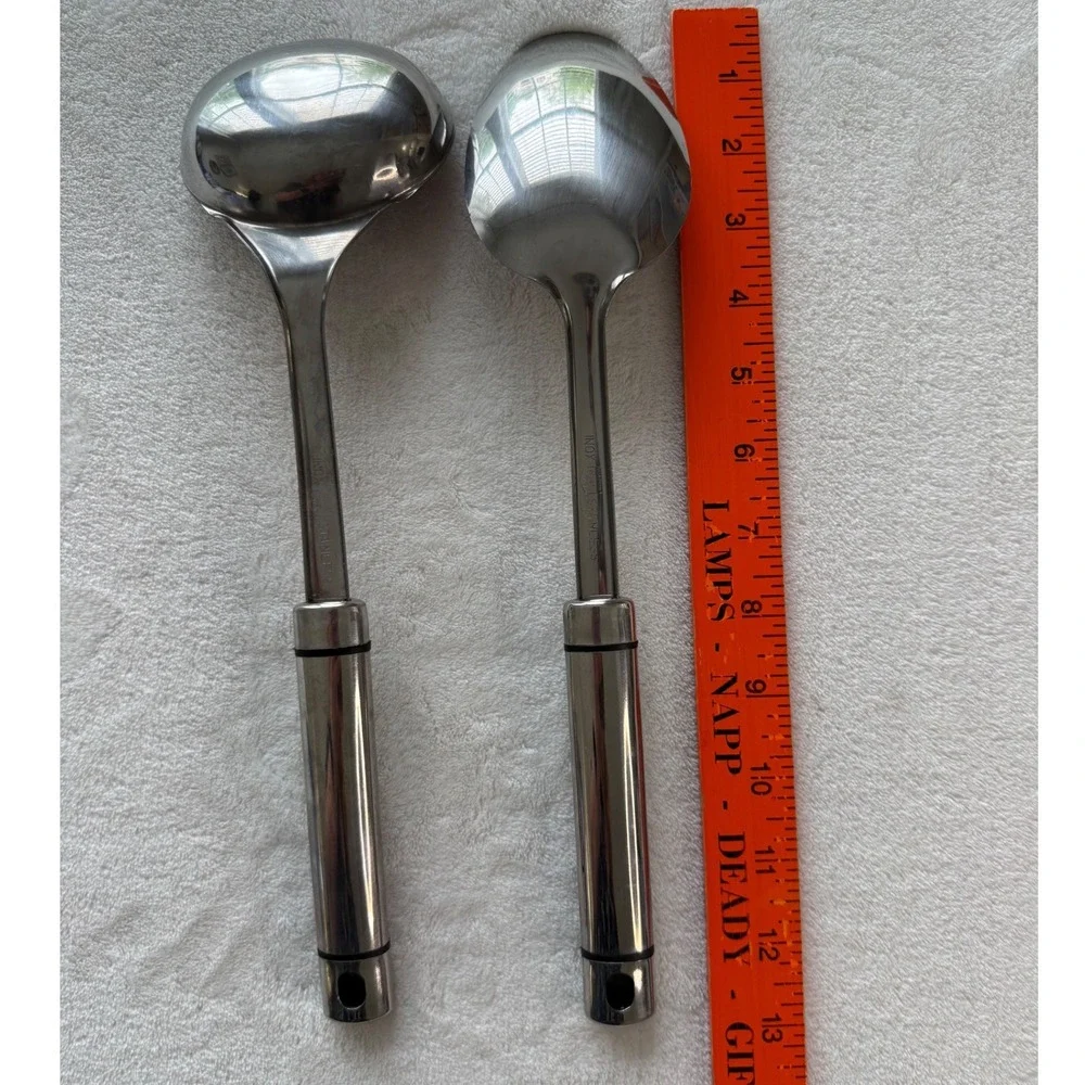 INOX Stainless Steel‎ Serving Spoon Ladle Set Modern Kitchen Utensils EUC